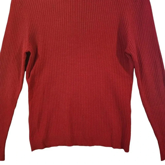 Chico's Ribbed Knit Turtleneck Sweater Women's Size 1 Long Sleeve Deep Red - Picture 4 of 7